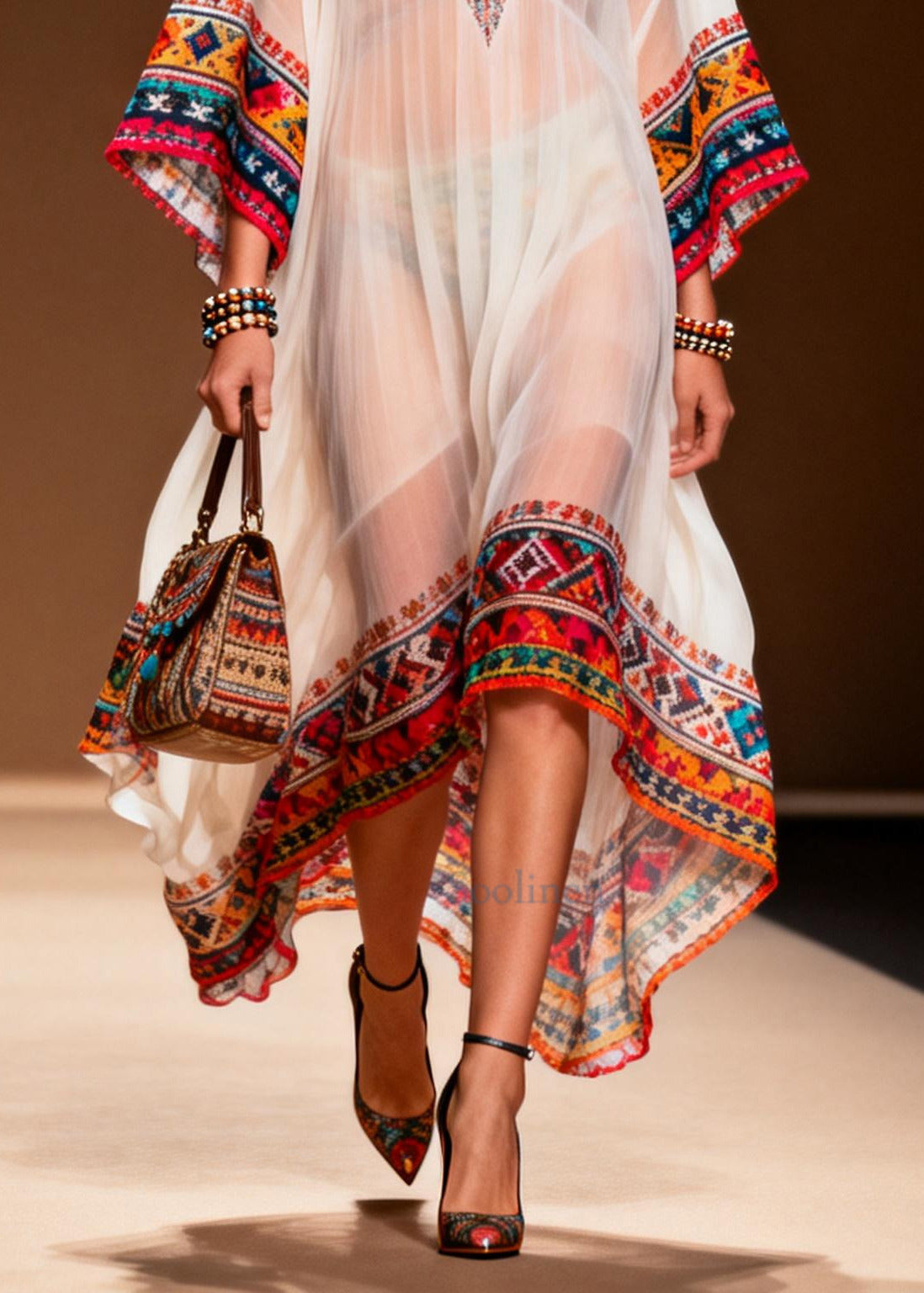 Women White Oversized Print Chiffon Maxi Dresses Summer