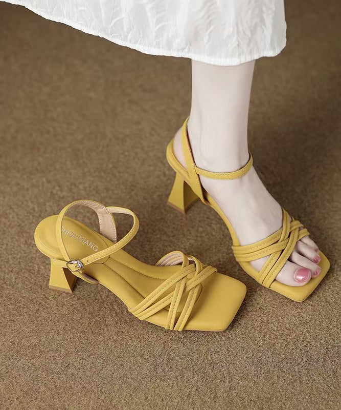 Women White Sandals Chunky High Heel Sandals