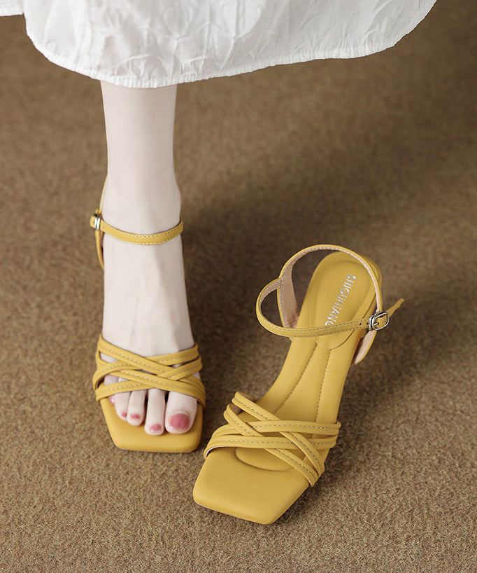 Women White Sandals Chunky High Heel Sandals